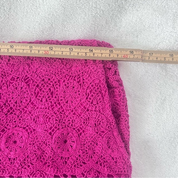 Anthropologie Maeve Solid Eyelet Crochet Top and Shorts Set Size 10 Fuchsia - Picture 13 of 16